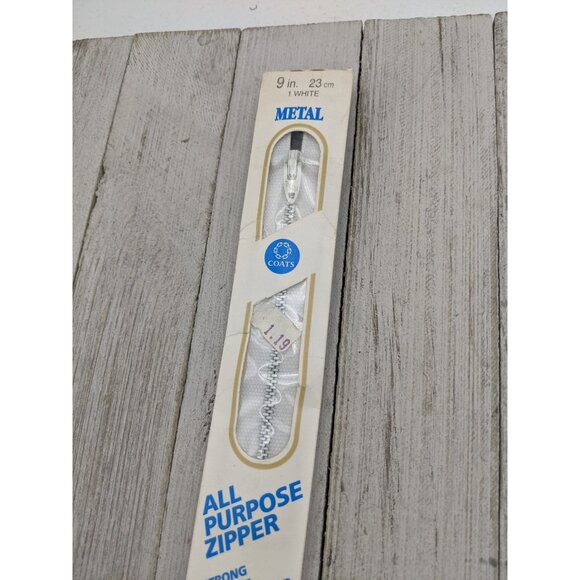 Vintage J&P Coats All Purpose Zipper 9" White 1 - Picture 2 of 4